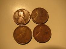 US Coins: 4x1920 Wheat Pennies