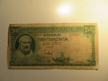 Foreign Currency: 1939 Greece 50 Drachma