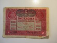 Foreign Currency: 1917 (WWI) Austro-Hungaria 2 Korona