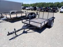 SHOPBUILT UTILITY TRAILER,  5'X8', SINGLE AXLE, DOVE TAIL, FOLDIING RAMPS,