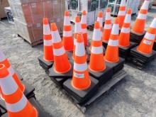 PALLET WITH (50) ORANGE HWY CONES WITH REFLECTORS