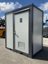 UNUSED PORTABLE HANDICAP BATHROOM UNIT WITH HANDICAP ACCESSIBLE, ELECTRIC & PLUMBING HOOK UP WITH...