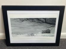Framed and Signed Original Dan Patterson Photograph - Titled Pigs in Snow