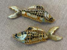 Pair of Cloisonne Articulated Fish Pendants