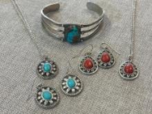 Faux Sterling and Turquoise Jewelry Group