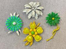 Group of 4 Colorful Brooches