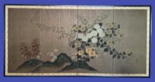 Four Panel Japanese Screen Painting