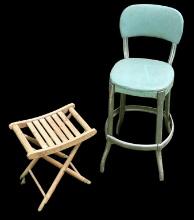 Vintage Cosco Kitchen Chair and Wooden Stool