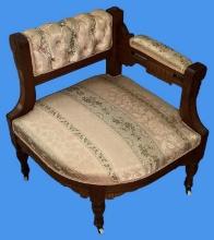Vintage Upholstered Corner Chair on Castors
