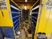 12 Shelving Units of Plumbing Equipment, Fittings, Hose Fittings, and More