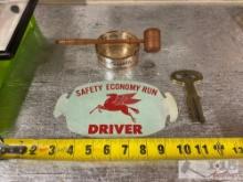 Gavel Golden Nugget Ashtray Joliet Safe Key and Safety Economy Run Driver Sign