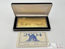 2004 Million Dollar .999 Pure Silver Layered in Pure 24kt Gold Bar, 4ozt