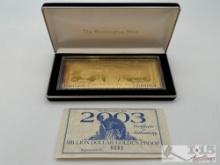2003 Million Dollar .999 Pure Silver Layered in Pure 24kt Gold Bar, 4ozt