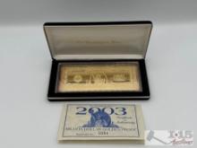 2003 Million Dollar .999 Pure Silver Layered in Pure 24k Gold Bar, 4ozt