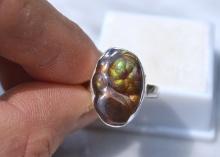 Fire Agate Ring in Sterling Silver -- Size 6.5