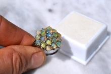 Opal Cluster Ring in Sterling Silver -- Size 8.5