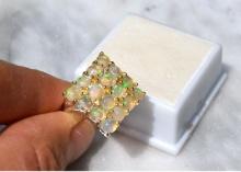Opal Cluster Ring in Sterling Silver -- Size 6