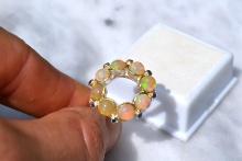 Opal Cluster Ring in Sterling Silver -- Size 8