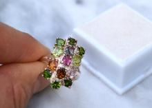 Tourmaline Cluster Ring in Sterling Silver -- Size 8.5