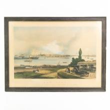 New York Fort Columbus Hand Colored Print-Pa
