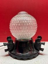 antique black glass elephant lamp