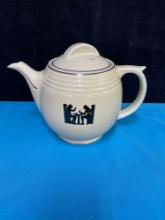 1940s Hall China silhouette coffee or teapot and a vintage glass cookie biscuit jar