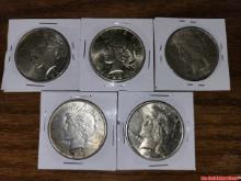 Lot Of 5 1922 Vintage Peace Silver Dollar Coins