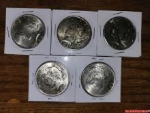 Lot Of 5 1922 Vintage Peace Silver Dollar Coins