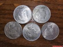 Lot Of 5 1922, 1925, 1926, 1928 Vintage Peace Silver Dollar Coins