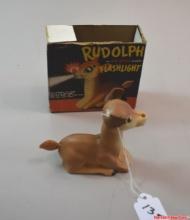 1939 Vintage Rudolph The Red Nosed Reindeer Flashlight Toy With Box Made By E.J. Kahn & Co Chicago,
