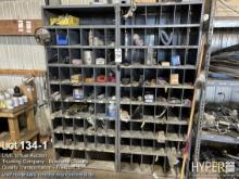 Truck parts cubby hole cabinet w/ assorted truck parts
