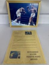 Muhammad Ali/ Joe Frazier Signed Framed Photo Heavyweight Champions of the World