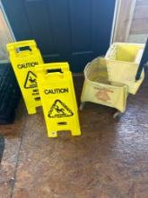 Rubbermaid Commercial Mop Bucket, Rubbermaid Caution / Wet Floor Signs