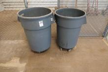 TRASH CANS W/CASTERS (X2)