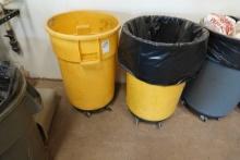 TRASH CANS W/CASTERS (X2)