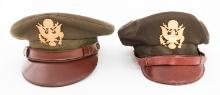WWII US ARMY OFFICER CRUSHER & VISOR CAPS