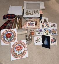 Needlework Art with Sewing Needles & Fabric