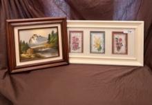Framed Pictures, Is Hand Painted Scenic Art & Pictured Flowers
