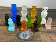 Lot of Vintage Westmoreland Glass Owls and Cat!