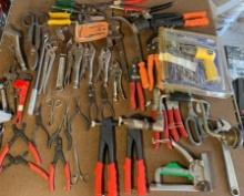 Group of Tools - Rivet Tools, lock Ring Pliers, Vise Grips, Wrenches, Snips & More