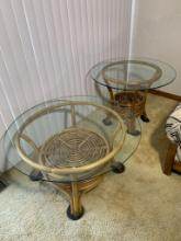 Vintage Mid Century Tiki Bamboo Side Tables / Coffee Tables