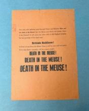 WWI German Propaganda Leaflet Dropped on British Troops "DEATH IN THE MEUSE"