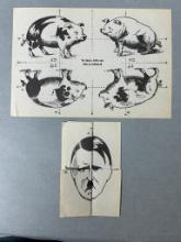 WWII Anti German Propaganda "Find the 5th Pig" Adolf Hitler Fold Up Puzzle lot (2)