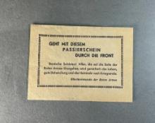 WWII Russian Safe Passage Propaganda Leaflet dropped on German Troops