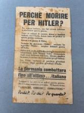 WWII Allied Propaganda Leaflet dropped on Italians - WHY DIE FOR HITLER?