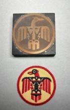 WWII AAF Thunderbird Field Arizona Instructor's Patch and Printer's Block