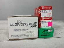 Four Boxes of 38 caliber 357 lead bullets, jacketed