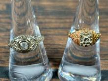 Two Antique Gold Rings 10k & Diamond, 18k & Gemstone