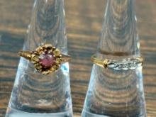 Two antique gold rings 14k and 10k