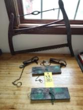 Primitive Fishing Boards, Traps, Bow Saw